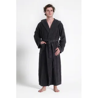 Herrenbademantel BRUNO BANANI "Danny, Normallänge & Überlänge, auch in extra lang, Hotelbademantel" Gr. XL, grau (anthrazit), L:145cm, Walkfrottee, Hausmäntel, Herrenbademantel, mit Logostreifen, Herren Bademantel aus 100% Baumwolle, S-4XL, Topseller