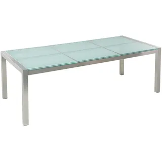 Beliani Gartentisch 220 x 100 x 74 cm Silber/Transparent