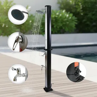 Mucola Solardusche Gartendusche Pooldusche Außendusche Campingdusche Outdoor Dusche Regendusche Fußdusche Schwimmbaddusche - 20L Silber - Silber