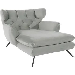 Candy Loveseat 3C CANDY "Beatrice Loungesessel", silber, B:126cm H:95cm T:160cm, Samt-Optik (100% Polyester), Sessel, mit Knopfheftung im Rücken, Fernsehsessel, Relaxsessel