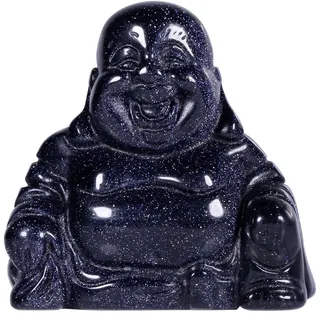 KYEYGWO Blauer Sandstein Geschnitzte Edelstein Lachender Buddha Figur, Heilung Kristall Glücksbuddha Stein Talisman Maitreyabuddha Statuen Fengshui Skulptur Ornament für Dekoration Glücksbringer