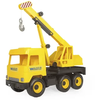 Wader Tigres_32122 32122 Middle Truck Kranwagen mit beweglichem Arm und Seilwinde, ab 3 Jahren, ca. 43 cm, gelb, Einheitsgröße