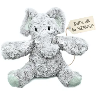 Wärmetier 23 cm - Wärme Kuscheltier - Kirschkernkissen Tier - Wärmekissen Baby - Stofftier Elefant - Abnehmbarer Saatbeutel