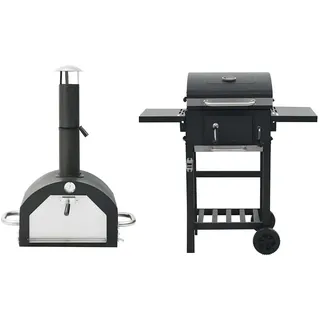 vidaXL 3-in-1 Outdoor-Pizzaofen & Grill Schwarz