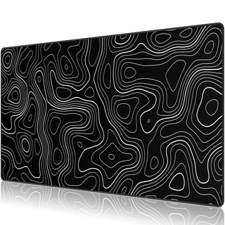 Anpollo Gaming Mauspad XXL Groß Mousepad mit Wasserdicht und rutschfest Gummi für PC, MacBook, Studium, Laptop, Gaming Computer, Zuhause - Schwarz Topographisch 900 x 400 mm