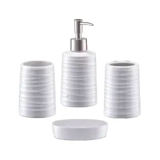 Zeller Bad-Accessoires-Set in Geschenkverpackung, 4-teilig, weiß,