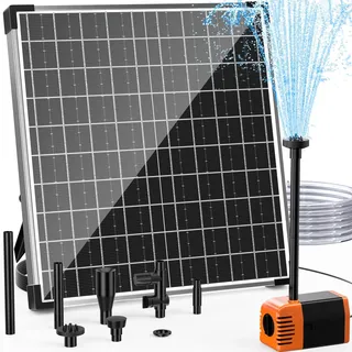 Biling 25W 1200L/H Solar Springbrunnen für außen, Teichpumpe Solar mit 2M Wasserleitung DIY Wasserspiel 5M Leitungslänge 2,3m Förderhöhe Solarbrunnen Solarpumpe für Teich Garten Wasserfall Pool