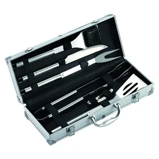 Ompagrill BBQ-Accessoires-Set, 6 Teile, aus Edelstahl mit Aluminium-Koffer