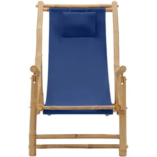 vidaXL Liegestuhl Bambus und Canvas Marineblau - Blau
