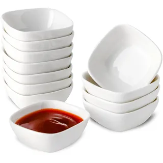 UIBFCWN Keramik Dipschalen 12er-Set, 60ml Quadratische Saucenschälchen, Dip Schälchen klein, Tapas Schalen, Sushi & Sojasauce Schälchen, kleine Schälchen für Dip, Sojasauce, Sushi, Gewürz