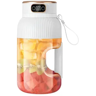 Tragbarer Entsafterbecher, 1200 ml Smoothie-Mixer mit Digitalanzeige, USB wiederaufladbar Multifunktionaler Portable Juicer Cup für Küche, Reisen, Büro, Fitnessstudio