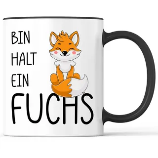 Tasse mit Spruch Bin halt ein Fuchs Becher Schlau Clever klug pfiffig - lustiges Geschenk - Kaffeebecher als Geschenkidee - Kaffeetasse 330ml - Weiss-Schwarz