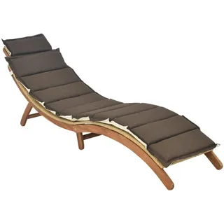 Gardenson Gartenliege , Naturfarben , Holz, Metall, Kunststoff , Akazie , massiv , Füllung: Schaumstoff , 183x60x54 cm , Auflage, klappbar , Holzmöbel, Sitzgelegenheiten Holz, Gartenliegen Holz