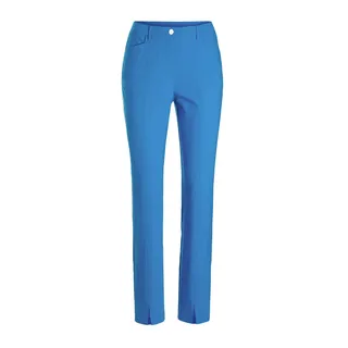 Stoffhose GOLDNER "Kurzgröße Elegante Hose LOUISA mit Formbund", Damen, Gr. 23, K-Gr, blau, Obermaterial: 66% Viskose CV. 31% Polyamid PA. 3% Elasthan EL., normal, Hosen Stoffhose, Saumschlitz vorne