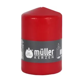 Müller Kerzen Stumpenkerze, karminrot, Hochwertige Stumpenkerze mit gleichmäßigen Abbrand, 1 Packung = 6 Stück, (Ø x H): 70 x 110 mm