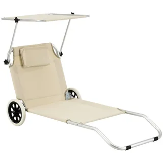 [en.casa] Lazkano Sonnenliege 150 x 60 x 52,5 cm Beige