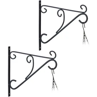 Relaxdays Blumenampel Halterung 30 x 28 x 2 cm Schwarz