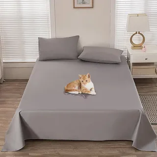 Wasserdichter Tagesdecke, Atmungsaktive Bettlaken, Gebürsteter Mikrofaser+TPU Doppel Bettüberwurf, Kratzfest Waschbar Schutzdecke, Wohndecke Schutz für Hunden Katzen Kinder (Gray, 200 x 230 cm)