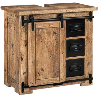 Carla&Marge Dickenson Waschbeckenunterschrank Mangoholz/Eisen Honig/Anthrazit Industrial