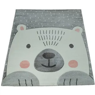 Paco Home Kinderteppich »Cosmo 346« rechteckig 12 mm Höhe 3D-Design, niedliches Bär Motiv, Pastell-Farben, Kinderzimmer, grau