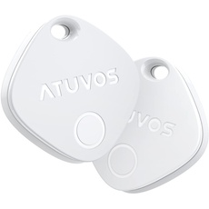 ATUVOS Schlüsselfinder Key Finder 2er Pack, iOS Smart Tracker Tag Kompatibel mit Apple Wo ist? APP (iOS NUR, Android Not Supported), Bluetooth KeyFinder für Gepäck/Koffer/Taschen, Austauschbarer Akku