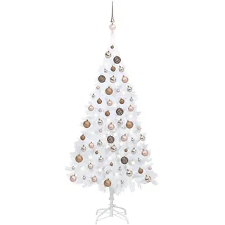 Künstlicher Weihnachtsbaum mit Beleuchtung & Kugeln Weiß 120 cm - Weiß
