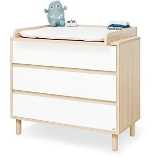 Pinolino Wickelkommode , Weiß, Eschefarben , Holzwerkstoff , 3 Schubladen , 105x98x77 cm , Babymöbel & Kindermöbel, Babyzimmer, Wickelkommoden & Zubehör, Wickelkommoden
