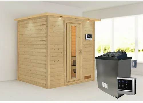 Bild von Sauna Anja Fronteinstieg, 9 kW Saunaofen mit externer Steuerung, für 3 Personen - beige