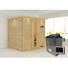 Bild von Sauna Anja Fronteinstieg, 9 kW Saunaofen mit externer Steuerung, für 3 Personen - beige