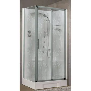 Novellini Neu Holiday 2P+F Hydro-Massage 100x70 Kabine Rechts Mech Aqua Silber