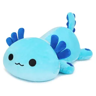 Plüschtier Axolotl Kuscheltier Stofftier Kawaii Kissen Spielzeug Wurfkissen Blau 33cm - Blau