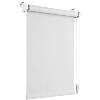 OBdeco Verdunkelungsrollo Thermorollo 95x210cm (Stoffbreite 91 cm) Weiß ohne Bohren mit gleichfarbige Beschichtung Oeko-TEX Standard 100 Sichtschutz Sonnenschutz für Fenster & Tür