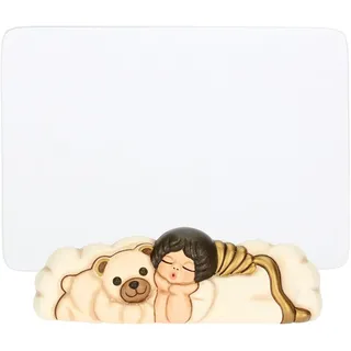 THUN, Bilderrahmen mit Engel und Teddy aus handdekorierter Keramik und Glas, Linie Baby, 14 x 4,7 x 7, Fotobereich 14 x 17 cm