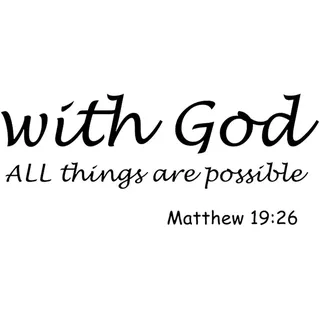 Christliches Wandtattoo, Mit Gott Sind Alle Dinge Möglich Religiöse Bibelvers Sprüche Aufkleber Wandsticker Schwarz Wandaufkleber Schlafzimmer Büro Wohnzimmer Wanddeko für Kinderzimmer Kirche Dekor