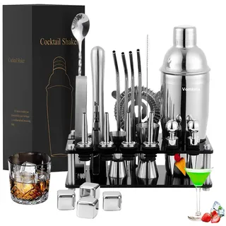 Cocktail Set 750ml Cocktail Shaker,24pcs Bar Zubehör Coctail Mixer Set Barkeepers Friends Jigger,Boston Shaker Bartender Set Deko for Men Women (Typ 4)