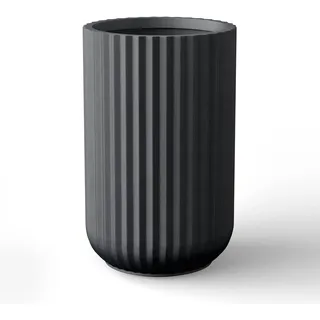 Kante Hocher, gefüllter Pflanzgefäß, 55 cm hoch, rund, Beton-Blumentöpfe mit Ablaufloch und Gummistopfen, Moderne Dekoration für Innen- und Außenbereich, Blume, Schwarz