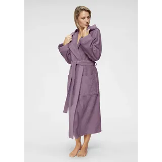 Damenbademantel OTTO HOME "Livia, ideal für Sauna & Spa, Hotelbademantel" Gr. M, lila (mauve), L:120cm, Walkfrottee, Hausmäntel, Damenbademantel, gemusterter Bordüre, langer Bademantel Damen, 100% Baumwolle, XS-2XL