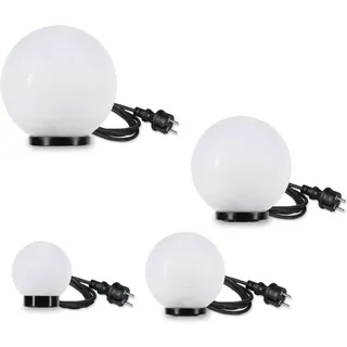 H4L Kugelleuchten 4er Set 15/20/25/30cm weiß E27 inkl. 3m Anschlußkabel Kugellampen Terrassenleuchte - Weiß