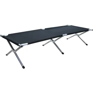 Kronenburg Feldbett XXL, Campingbett 210 cm x 72 cm x 45 cm – Belastbarkeit bis 200 kg - Stahlrohr verstärkt - in Schwarz