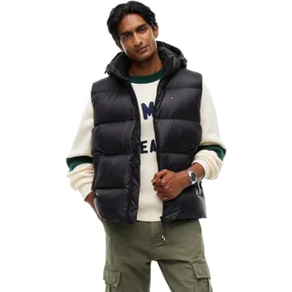 Tommy Jeans Herren Weste Essential Down Vest mit Kapuze, Schwarz (Black), XXL