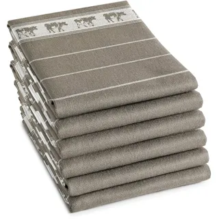 DDDDD Geschirrtuch »DDDDD Schwarz/Bon Geschirrtuch Taupe (6er-Pack)« schnell trocknend, 100% Baumwolle, mit Kühen