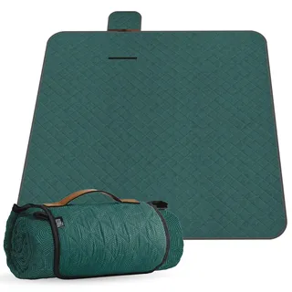 PERLETTI Picknickdecke Wasserdicht Faltbar Groß 200x200 - Outdoor Camping Decke mit Tragegurt - Stranddecke Strandmatte Washbar für Strand Park Festival Picknick (Blätter, 200x200 cm)