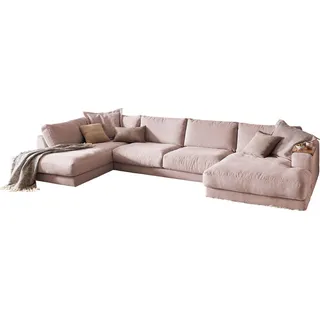 KAWOLA Sofa MADELINE Wohnlandschaft U-Form Cord rosa Longchair rechts - Rosa