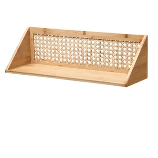 Calicosy Wandregal aus Bambus und natürlichem Rattan - 50 cm , Eschefarben , Holzwerkstoff , 15x15x32 cm , Wohnzimmer, Regale, Wandregale