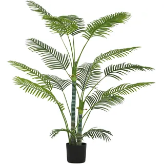 Homcom Künstliche Palme 175cm Kunstpalme mit 16 Palmenwedel groß Kunstpflanze im Topf Kunstpflanzen Künstliche Pflanzen Wie Echt Zimmerpflanze Kunstbaum für Wohnzimmer Büro Balkon Dekoration,