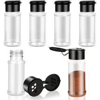 BOHUIZ 6 Stück 100ml Gewürzdosen, Kunststoff Gewürzgläser Transparent Gewürzstreuer Gewürz Organizer für Küche, Schublade, Gewürzregal, Camping