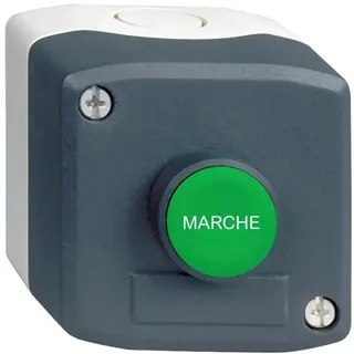 Schneider Electric XALD104 Aufbaugehäuse, Harmony XALD, Kunststoff, dunkelgrau, 1 Drucktaster, grün, MARCHE, 22mm, 1S