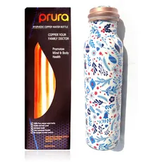 PRURA Kupfer-Wasserflasche, auslaufsicher, ayurvedisches reines Kupfergefäß. 900ml/30oz