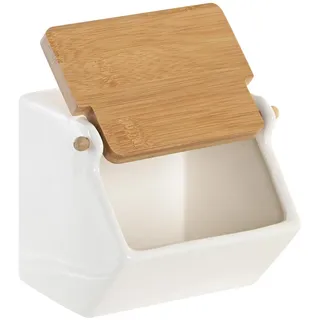 Space Home - Salzstreuer - Keramik Zuckerdose - Zucker Schüssel mit Deckel - Zuckerschale - Gewürzgläser - Aufbewahrung für Gewürze Salz, Pfeffer, Kräuter - Modernes Design - Weiß
