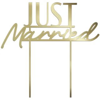 Folat 21341 Just Married Deko Kuchen Topper Tortenaufsatz – JUST Married – Hochzeit – Holz Tortendeko, tortentopper, tortenstecker, Hochzeit Party Deko